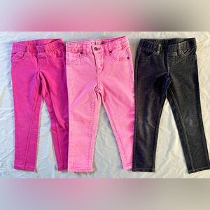 Girls Size 5 Pants Lot Jumping Beans & Cherokee Pink Skinny Jeans Leggings 3pc